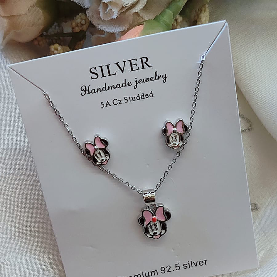 Pink Enamel Mini Pendant Set